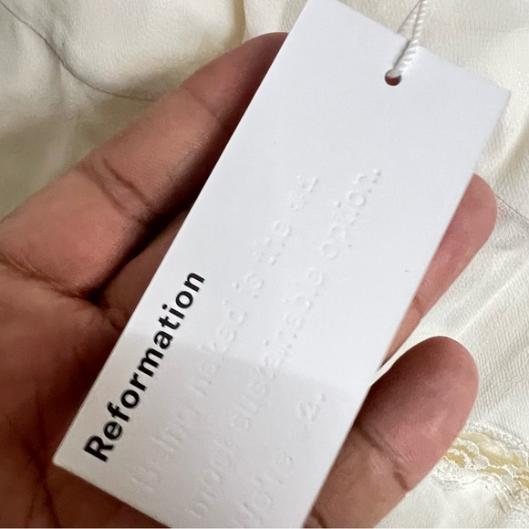 New Reformation Wynton Lace Midi Dress in Ivory - Picture 9 of 10